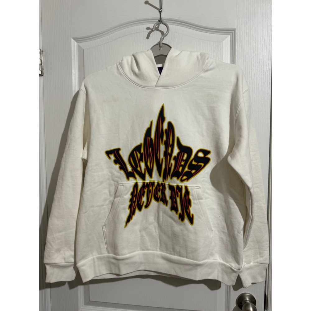 Men's VLONE Hoodie L White Black Yellow "Legends Never Die"